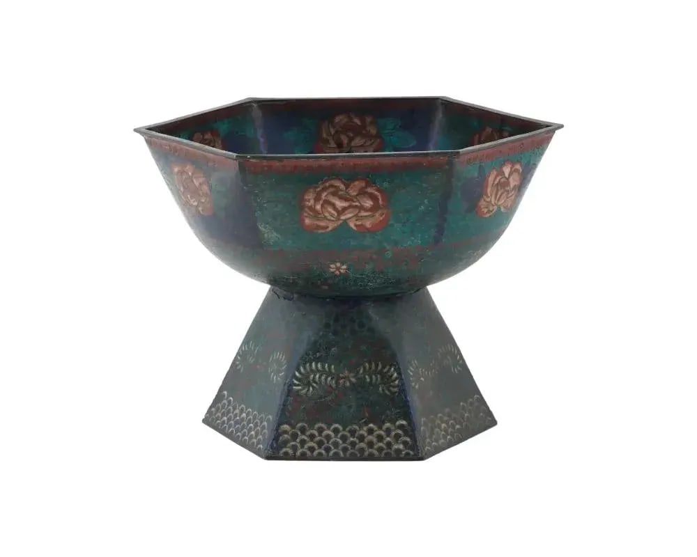 Antique Japanese Meiji Cloisonne Enamel Tazza Bowl - 2