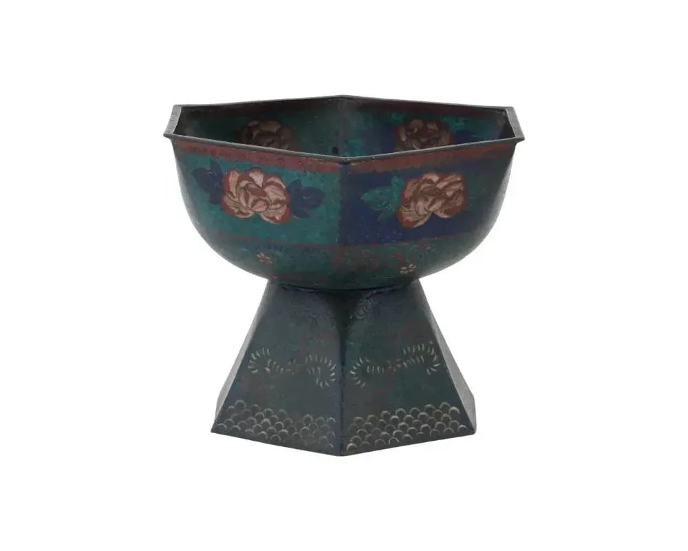Antique Japanese Meiji Cloisonne Enamel Tazza Bowl - 4