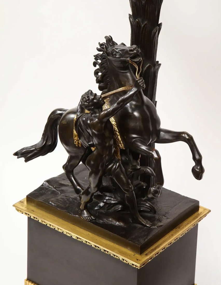 Large Pair of Early 19th Century French Restauration Ormolu and Patinated Bronze Candelabra, Horses - 8