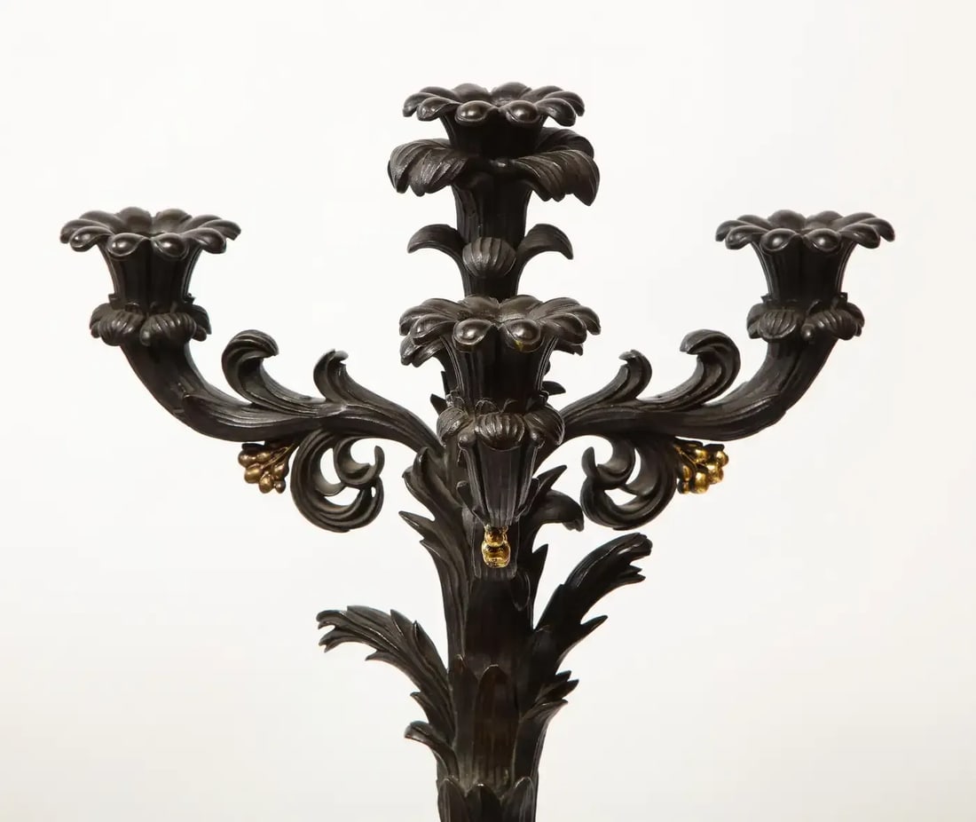 Large Pair of Early 19th Century French Restauration Ormolu and Patinated Bronze Candelabra, Horses - 9