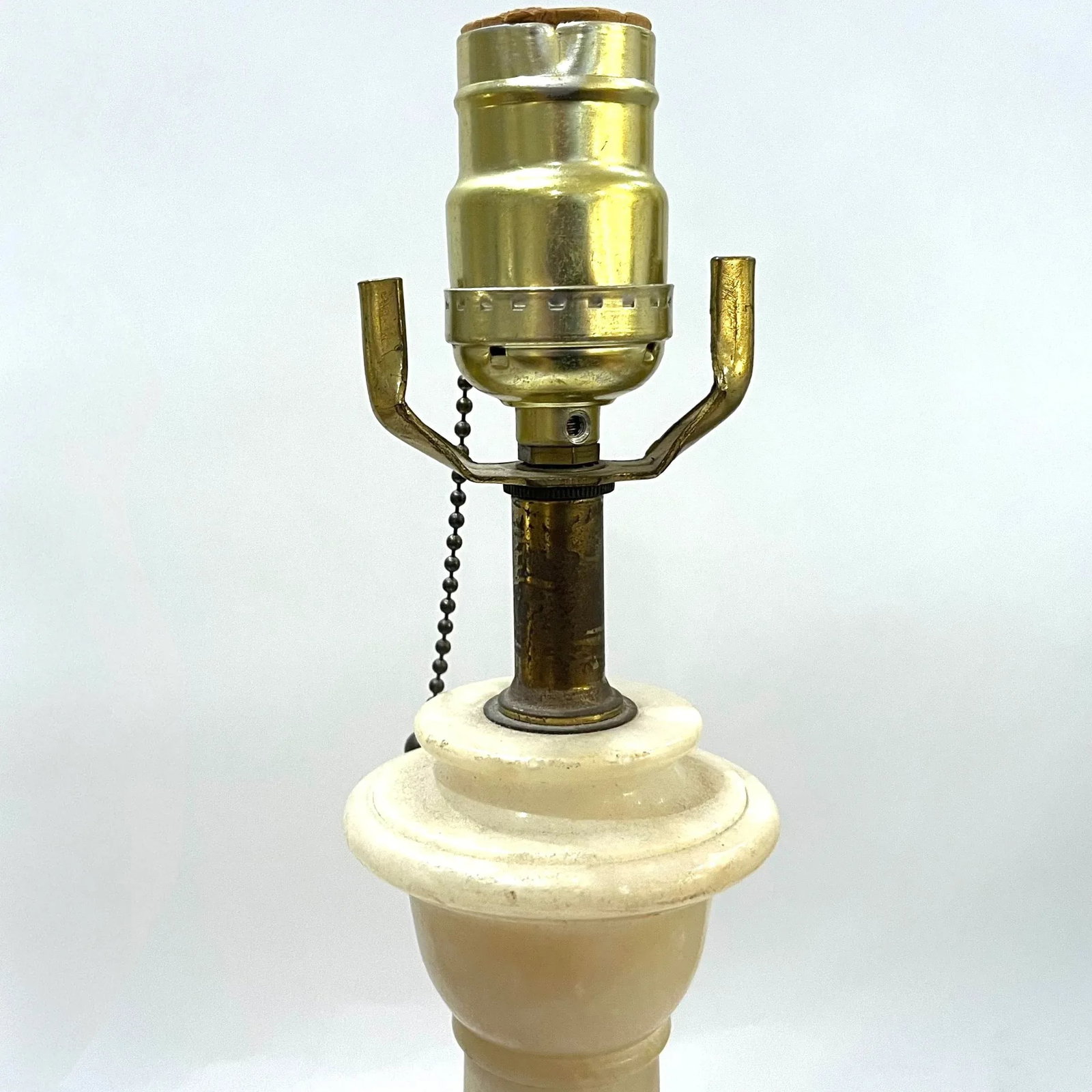 1950's Carved Alabaster Column Table Lamps - Pair - 3