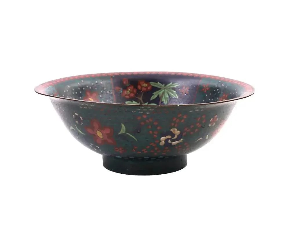 Antique Early Meiji Japanese Cloisonne Enamel Bowl With Rabbits in Waves - 4