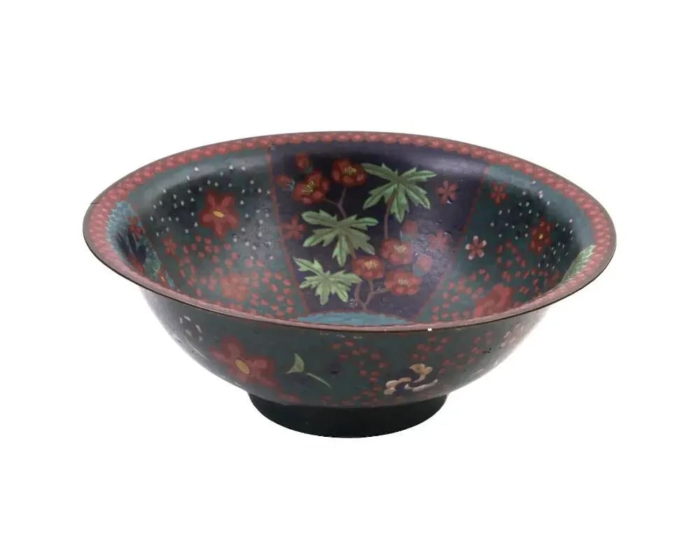 Antique Early Meiji Japanese Cloisonne Enamel Bowl With Rabbits in Waves - 5