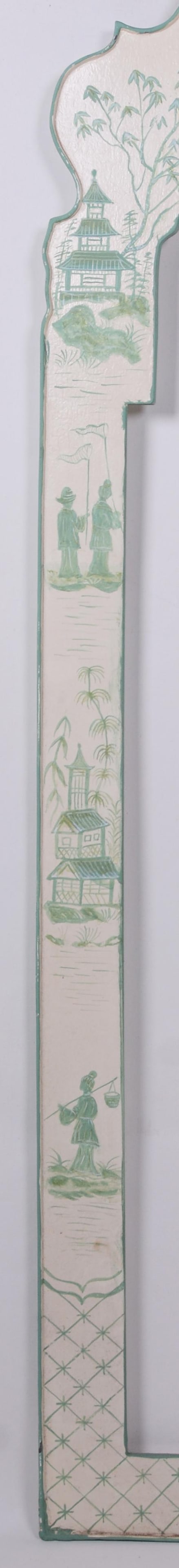 White Hand Painted Green Chinoiseries Style Tole Mirror - 5