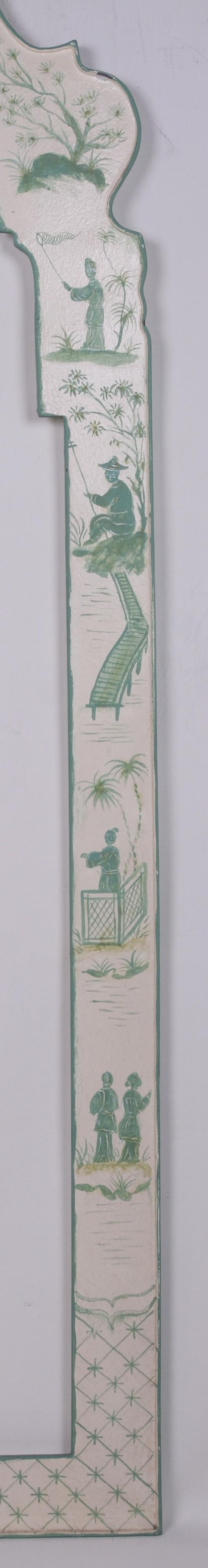 White Hand Painted Green Chinoiseries Style Tole Mirror - 6