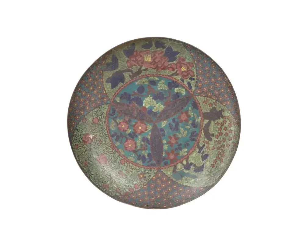 Large Antique Japanese Cloisonne Enamel Plate - 2