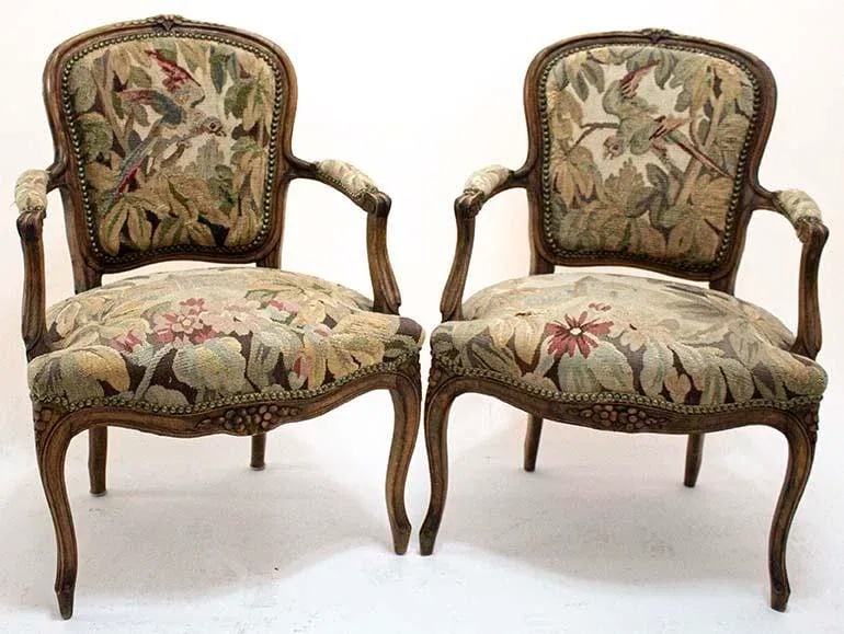 French Regency Style Tapestry Arm Chairs - a Pair - 2