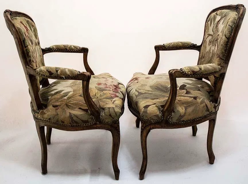 French Regency Style Tapestry Arm Chairs - a Pair - 3