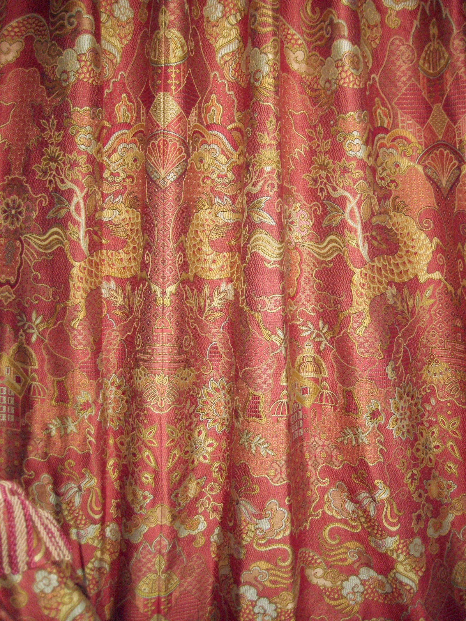 Pair of 1980s Jaquart Chinoiserie Curtain Drapes - 2