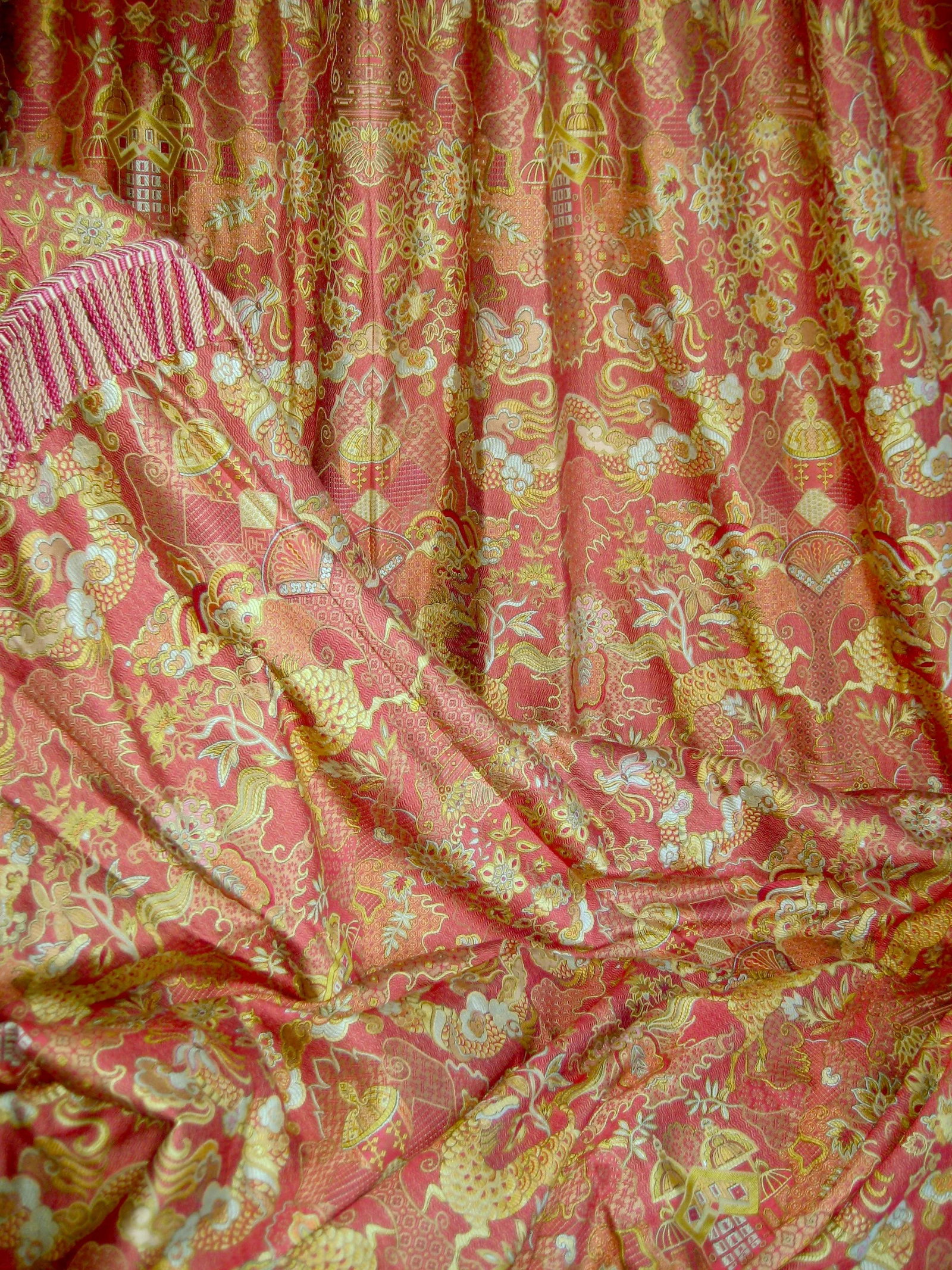Pair of 1980s Jaquart Chinoiserie Curtain Drapes - 3