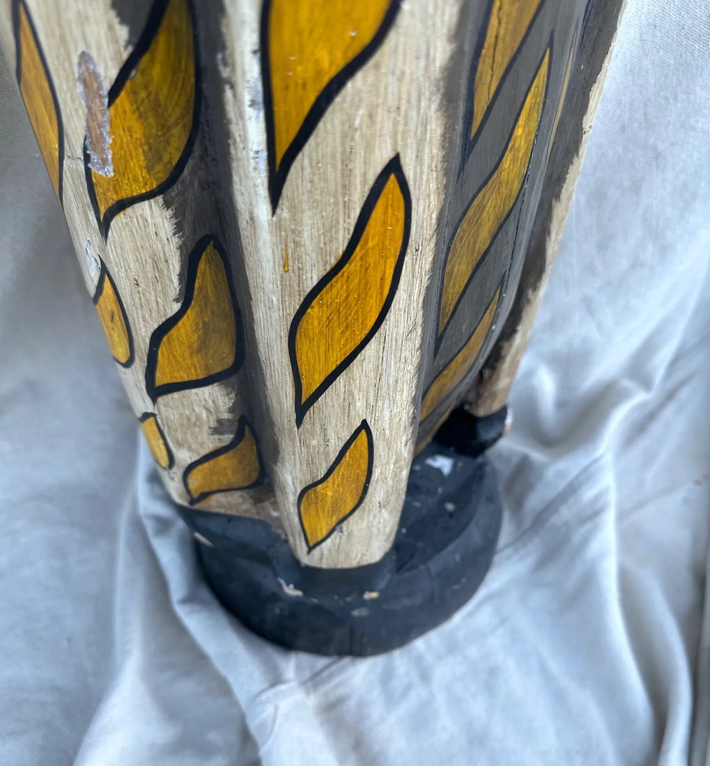 79in Tall Folk Art Wooden Cat Totem Pole Sculpture - 10