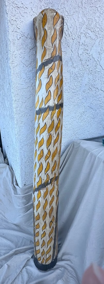 79in Tall Folk Art Wooden Cat Totem Pole Sculpture - 3