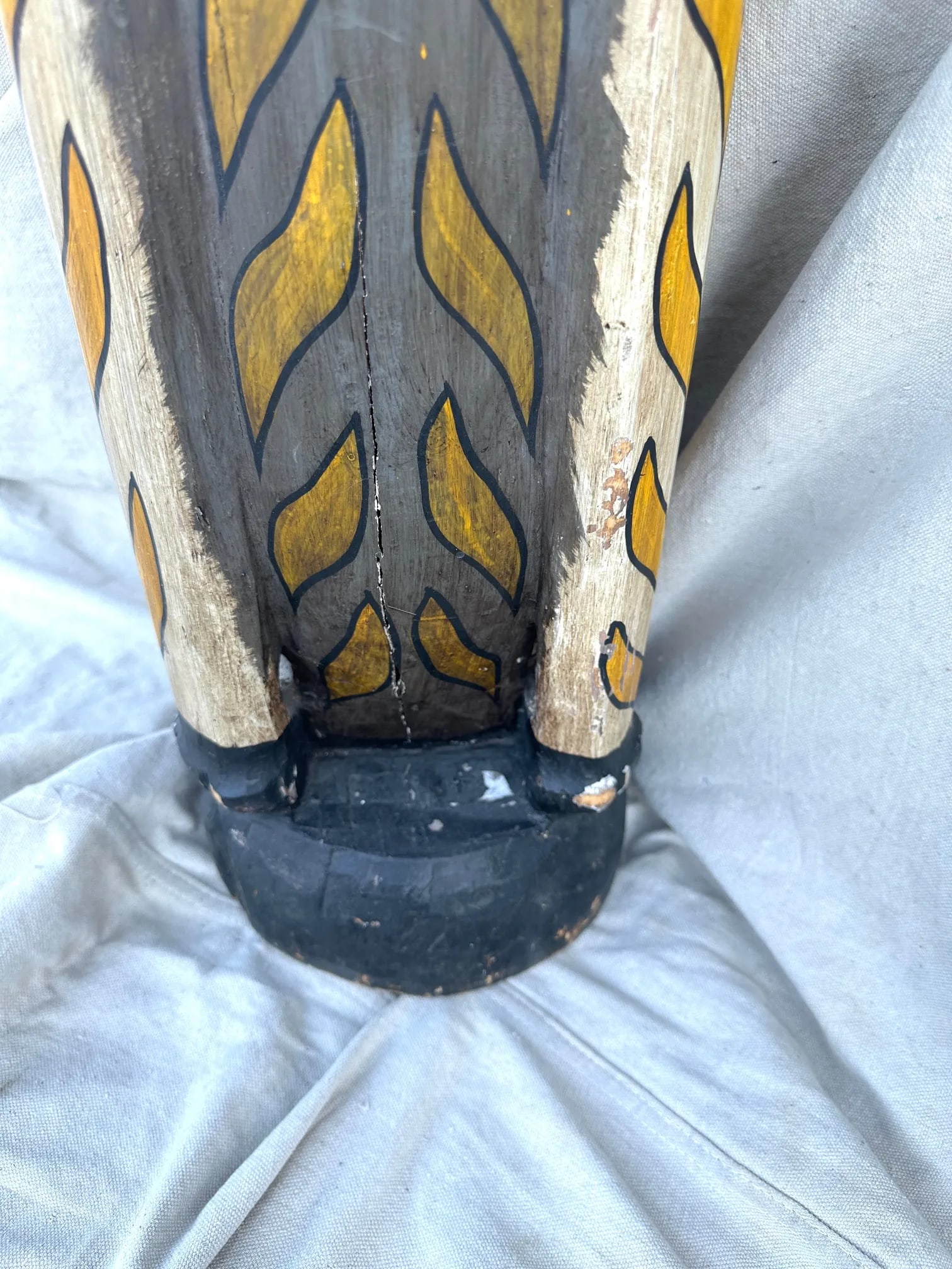 79in Tall Folk Art Wooden Cat Totem Pole Sculpture - 9