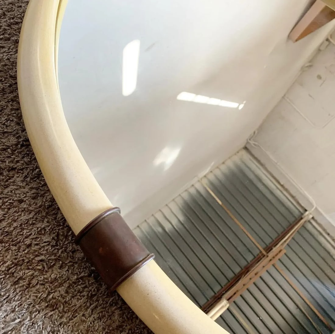 1970s Faux Elephant Tusk and Brass Wall Mirror by Chapman - 5