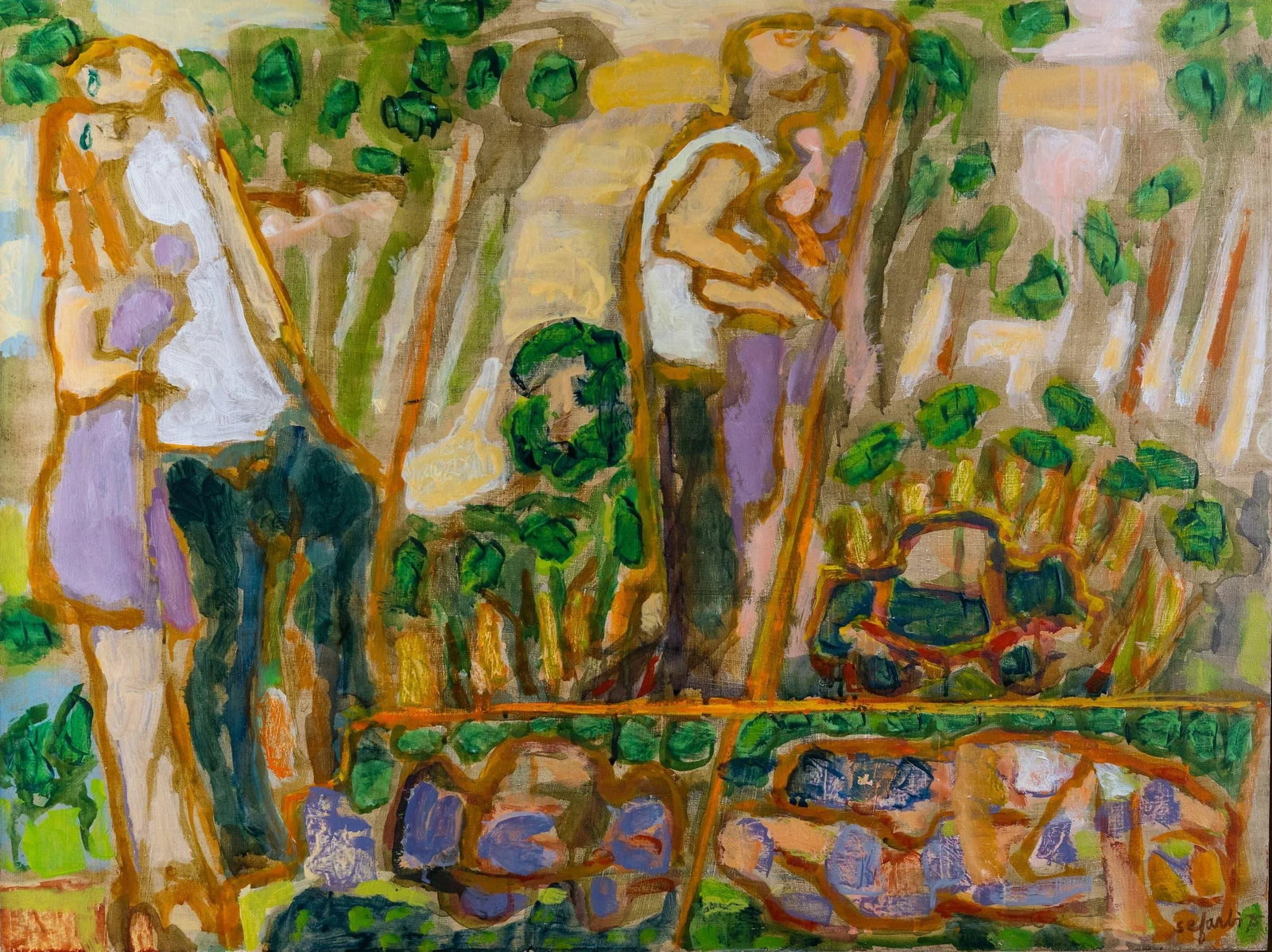Vintage Modern Figurative American Oil Painting - 2