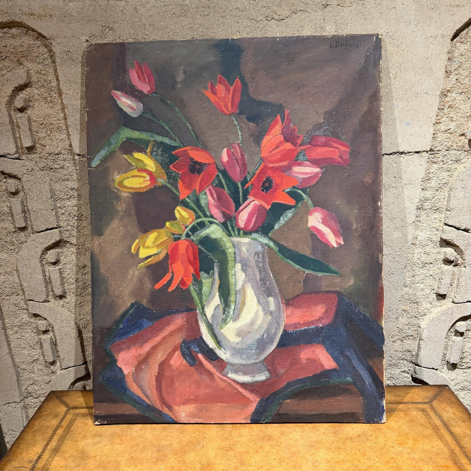 1960s Floral Still Life Oil Painting, Signed & Framed, 35.25x27.25 Mid Century - 12