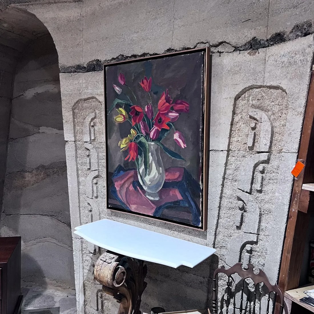 1960s Floral Still Life Oil Painting, Signed & Framed, 35.25x27.25 Mid Century - 4