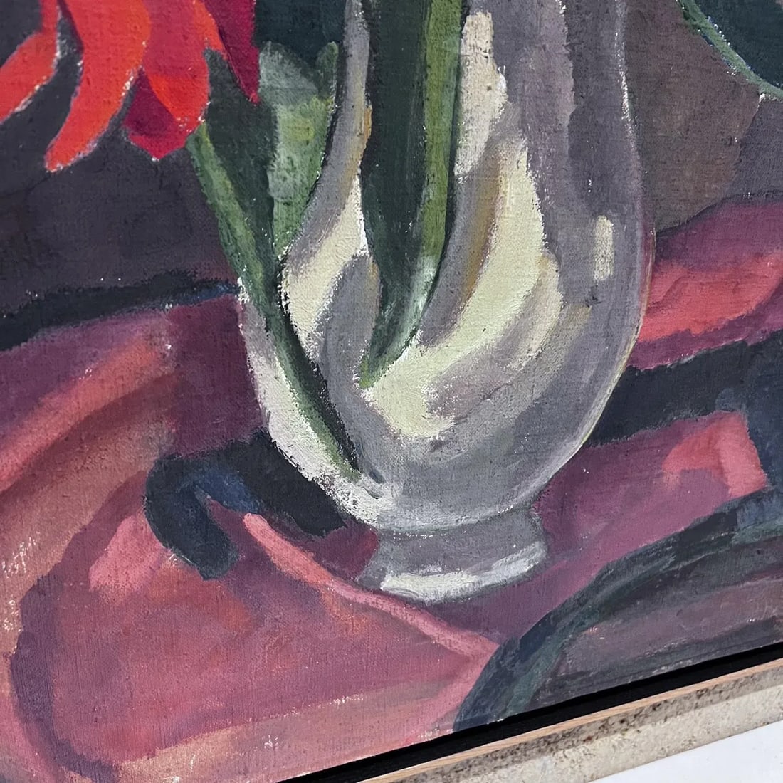 1960s Floral Still Life Oil Painting, Signed & Framed, 35.25x27.25 Mid Century - 7