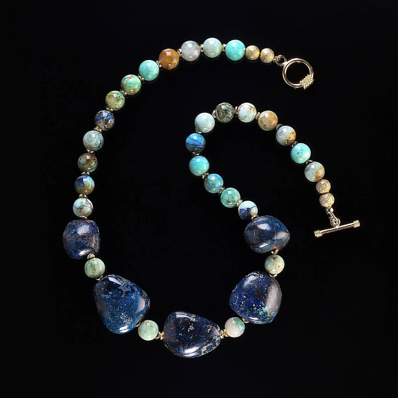 Chrysocolla Necklace With Gorgeous Focal & Goldy Accents - 3