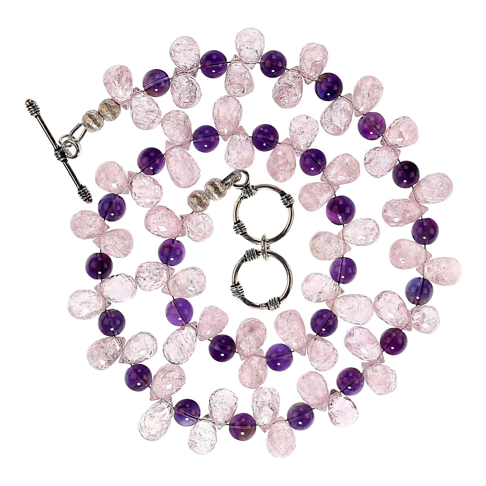Glittering Morganite and Amethyst Necklace (1 of 5)