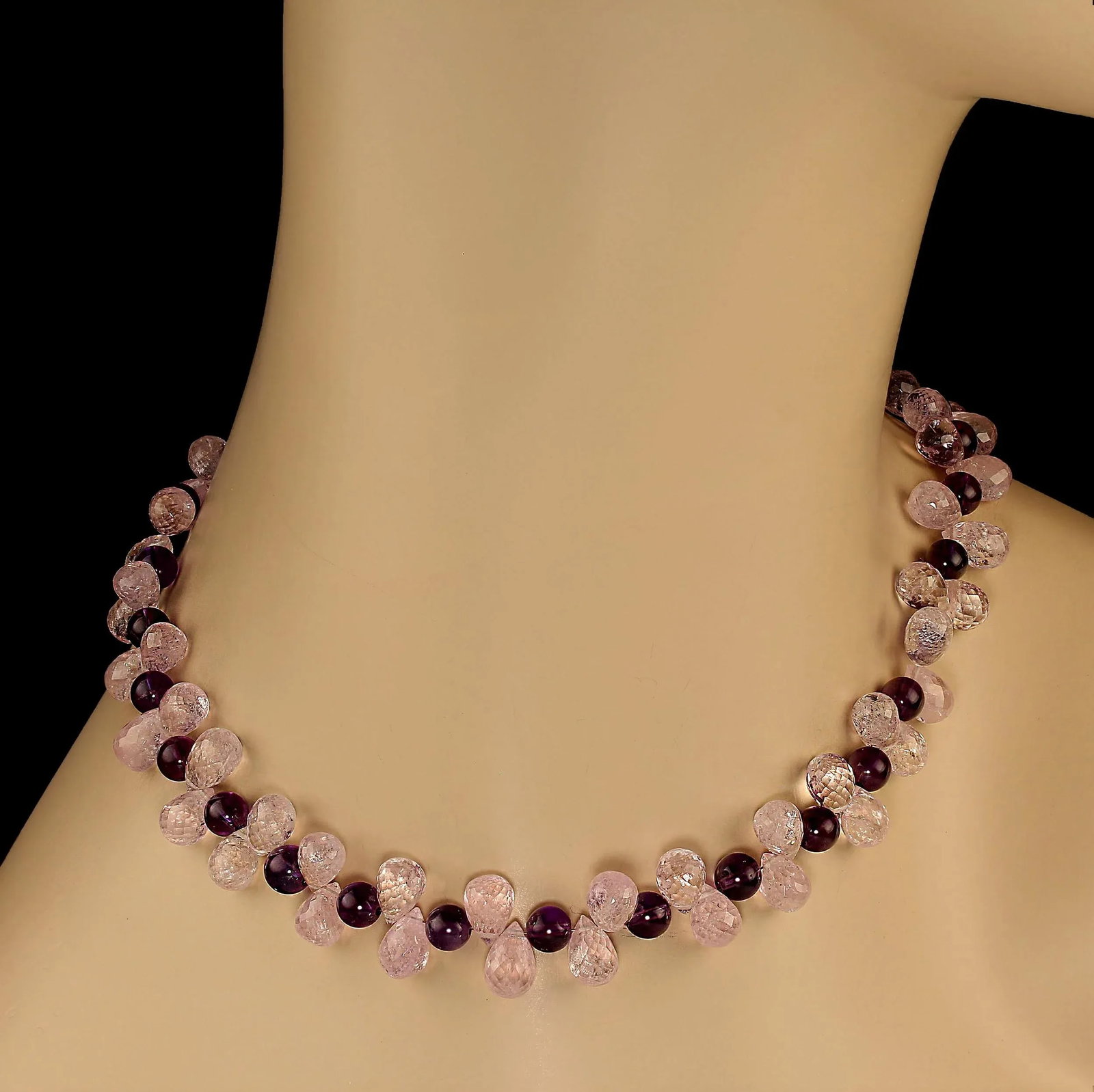 Glittering Morganite and Amethyst Necklace - 2