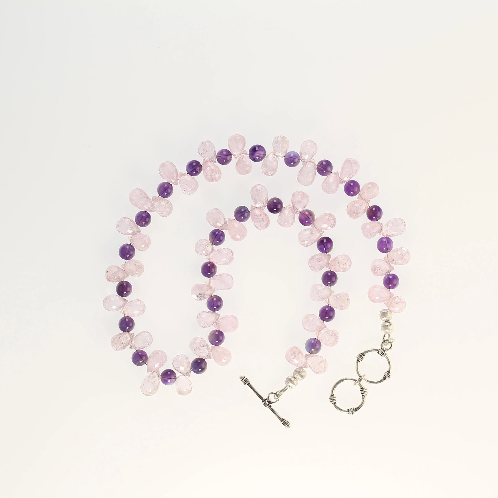 Glittering Morganite and Amethyst Necklace - 3