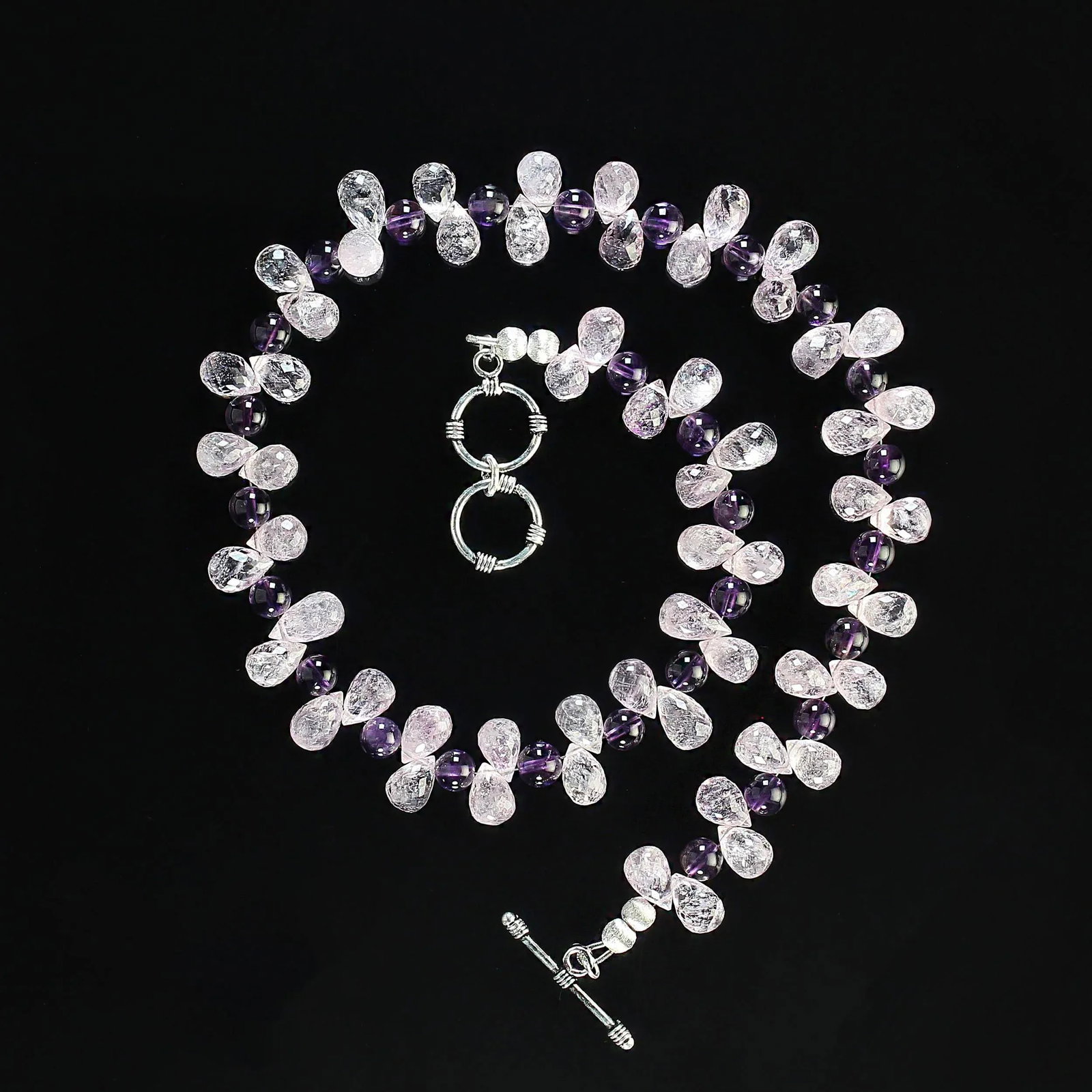 Glittering Morganite and Amethyst Necklace - 4