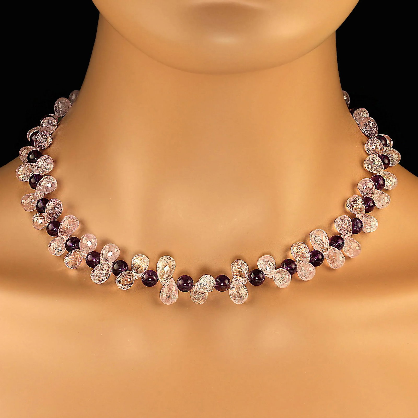 Glittering Morganite and Amethyst Necklace - 5