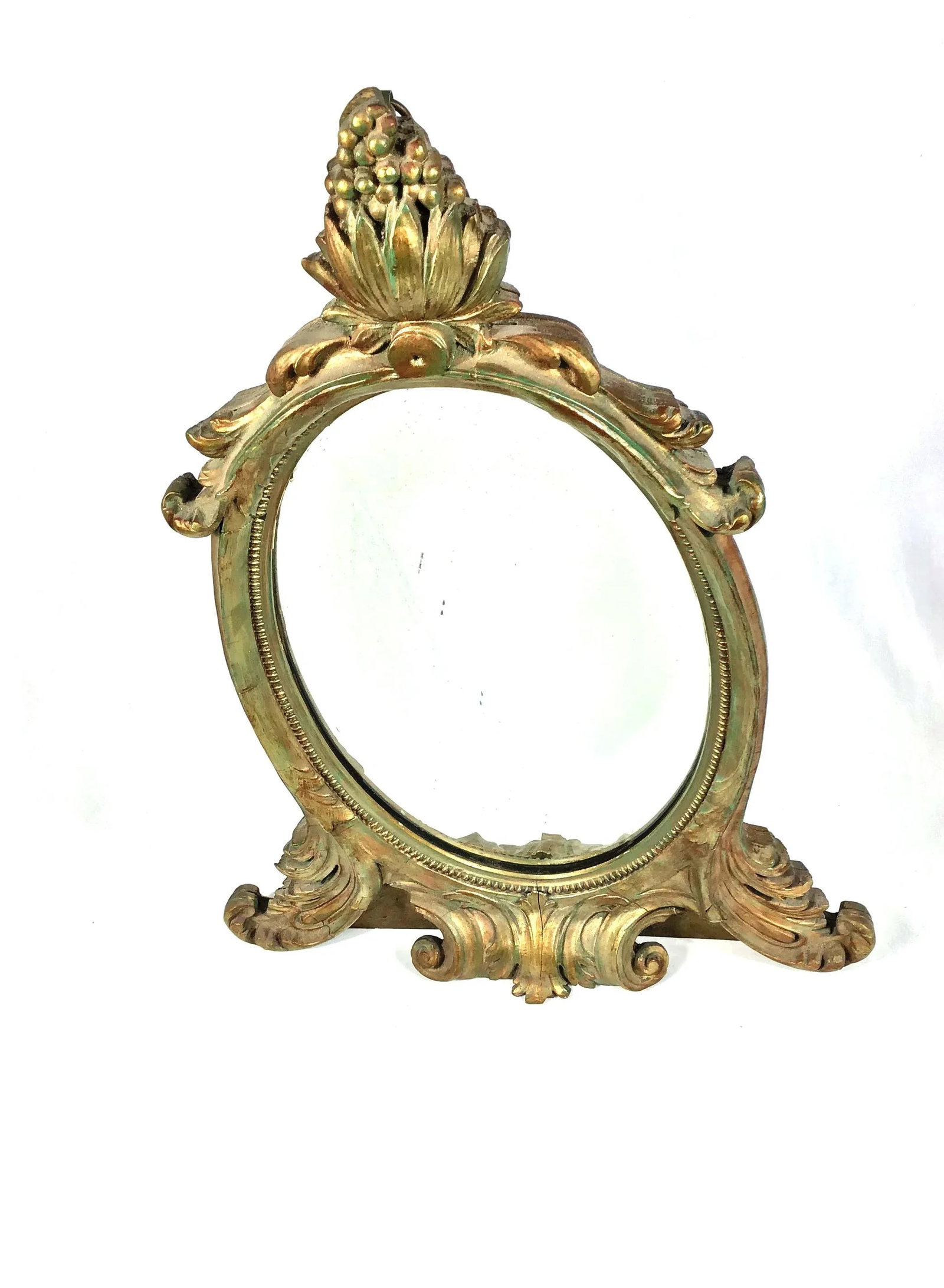 Antique Hand Carved Wood Table or Wall Mirror - 2