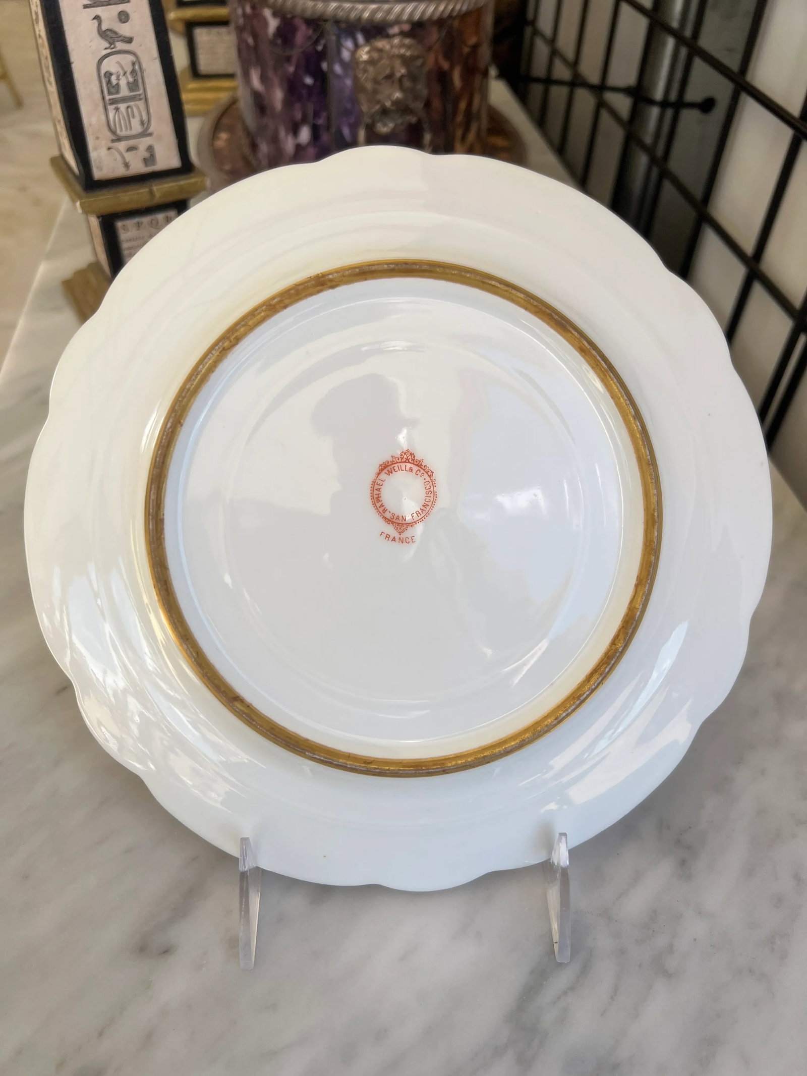 Set of 8, Raphael Weill Hand Enameled "Important Figures" Porcelain Plates 9" - 10