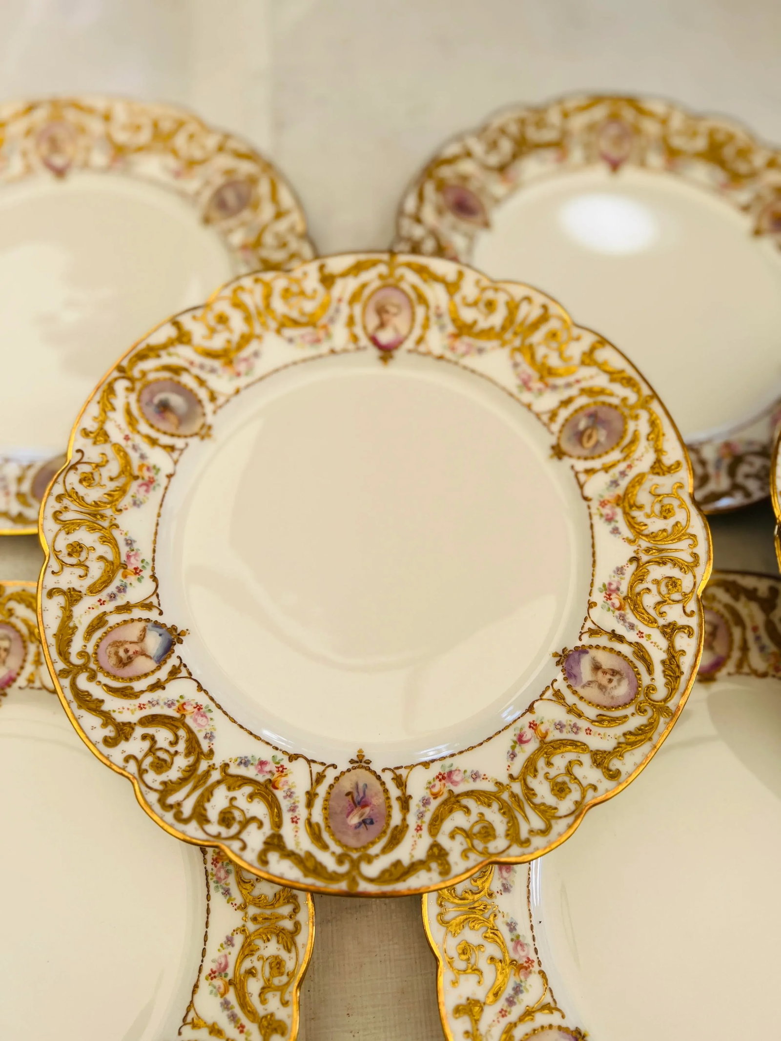 Set of 8, Raphael Weill Hand Enameled "Important Figures" Porcelain Plates 9" - 2