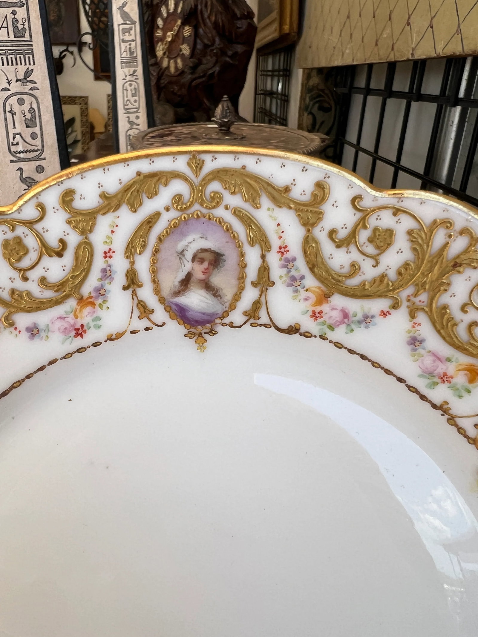 Set of 8, Raphael Weill Hand Enameled "Important Figures" Porcelain Plates 9" - 8