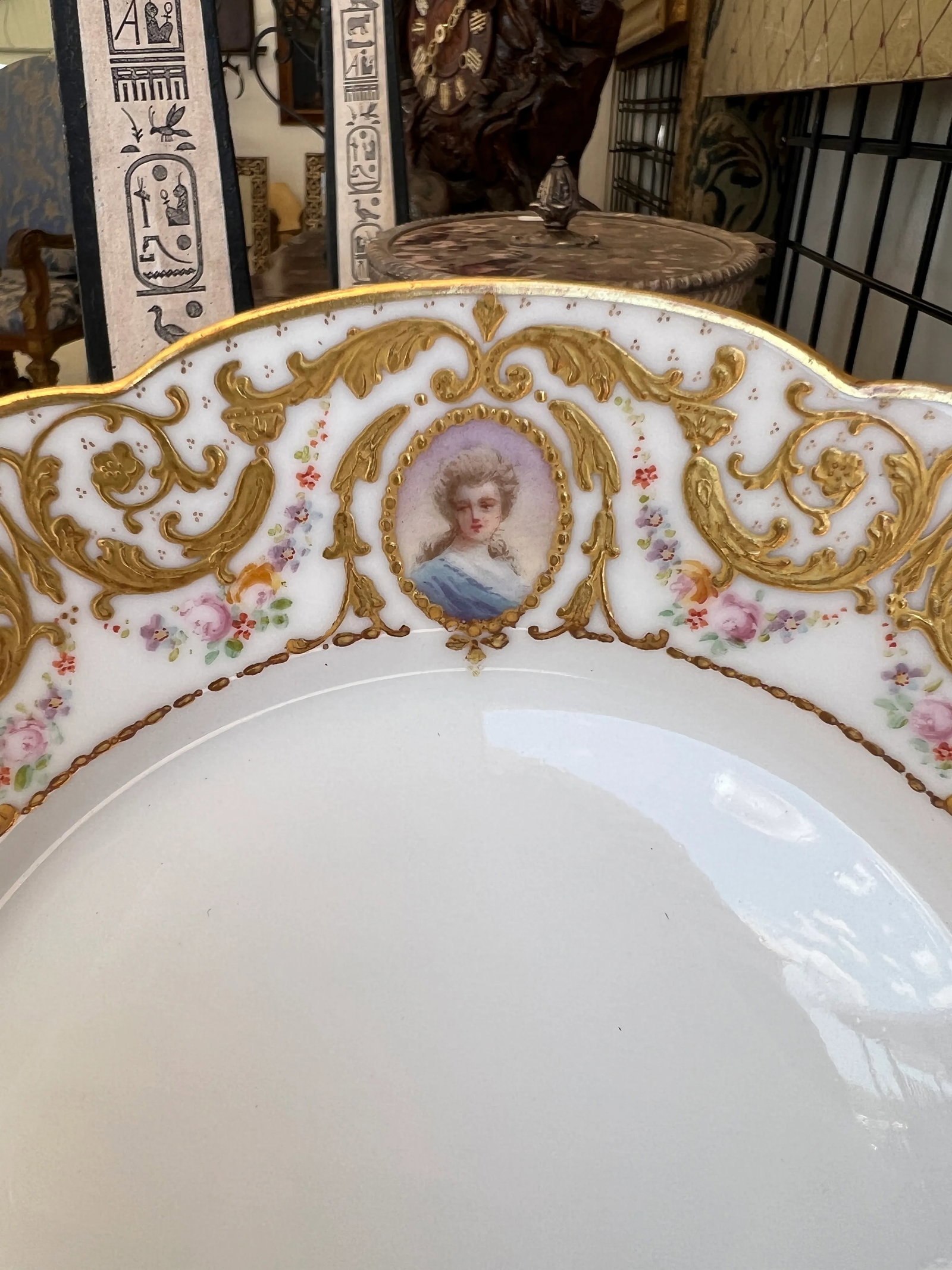 Set of 8, Raphael Weill Hand Enameled "Important Figures" Porcelain Plates 9" - 9