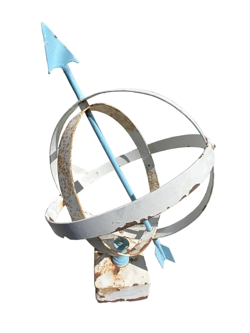 Mid 20th Century Blue & White Painted Metal Armillary - 12