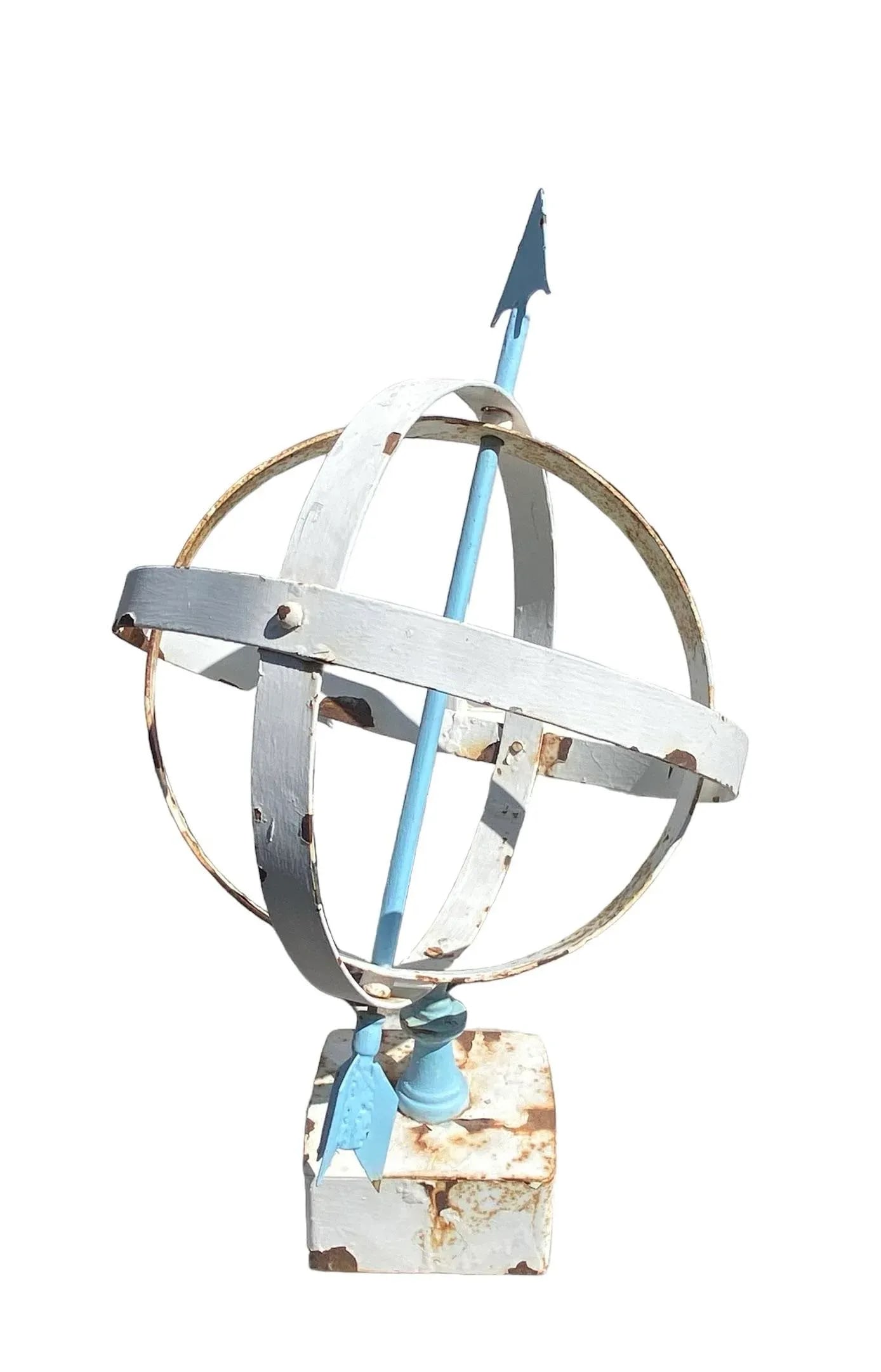 Mid 20th Century Blue & White Painted Metal Armillary - 4