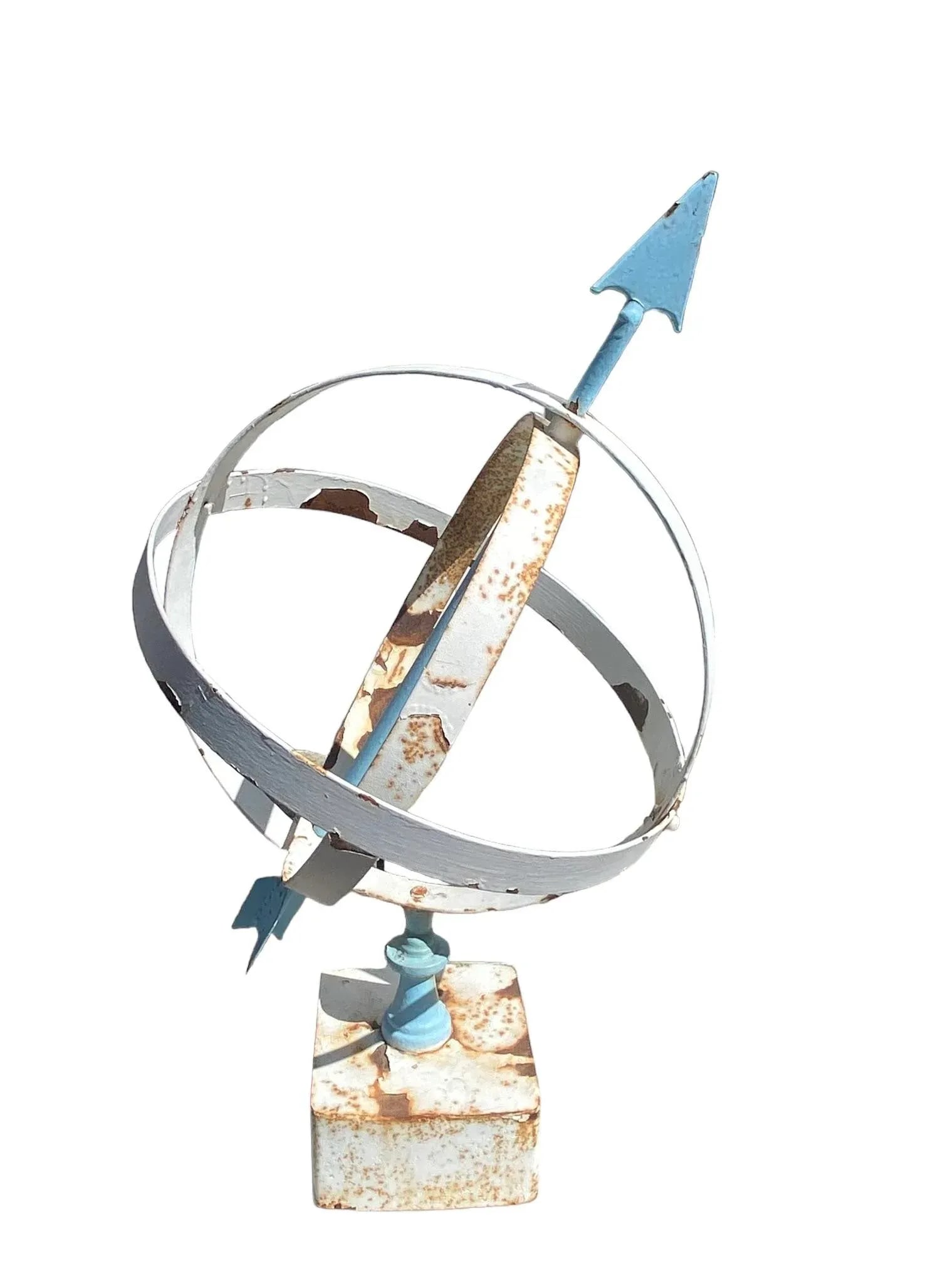 Mid 20th Century Blue & White Painted Metal Armillary - 5