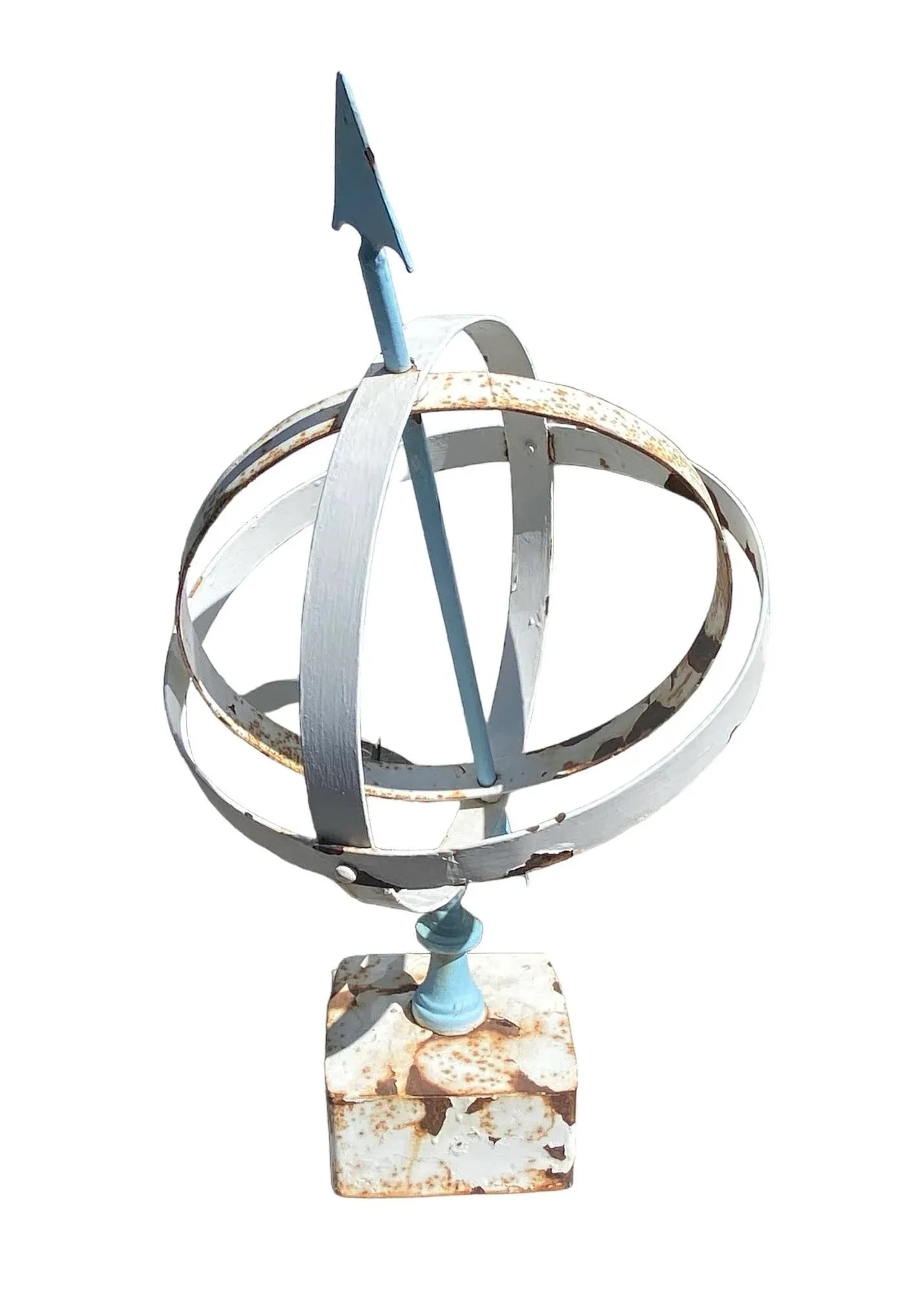 Mid 20th Century Blue & White Painted Metal Armillary - 6