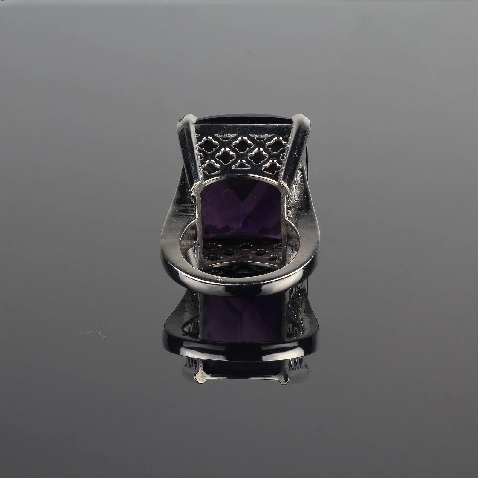 AJD 56Ct Square Awe-Inspiring Amethyst Sterling Silver Ring February Birthstone Size 8.25 - 4