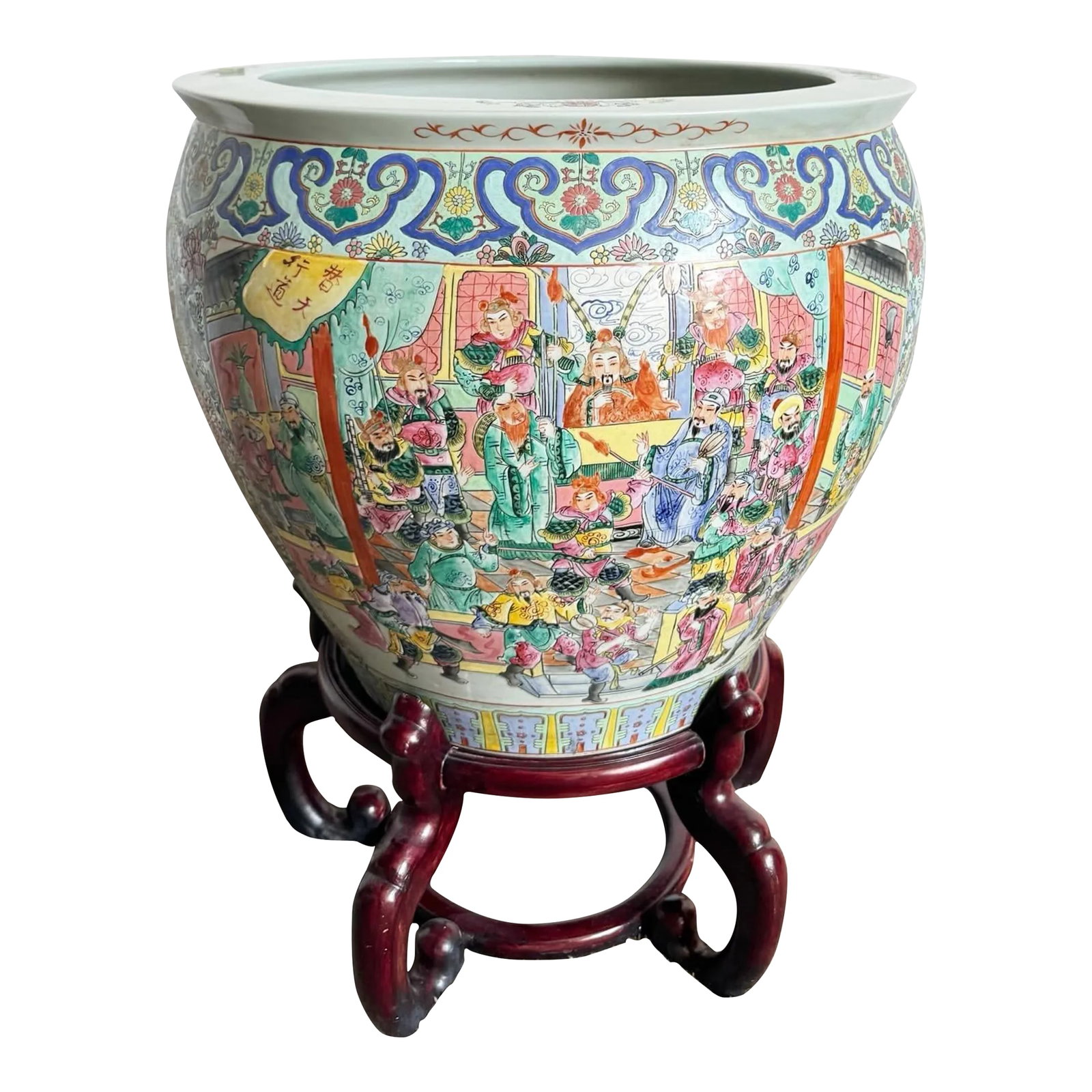 Chinese Hand Painted Floor Vase With Wooden Stand: Add a touch of Eastern elegance to your home decor with this exquisite Chinese Hand-Painted Floor Vase accompanied by a Wooden Stand. Crafted with meticulous attention to detail, this floor vase