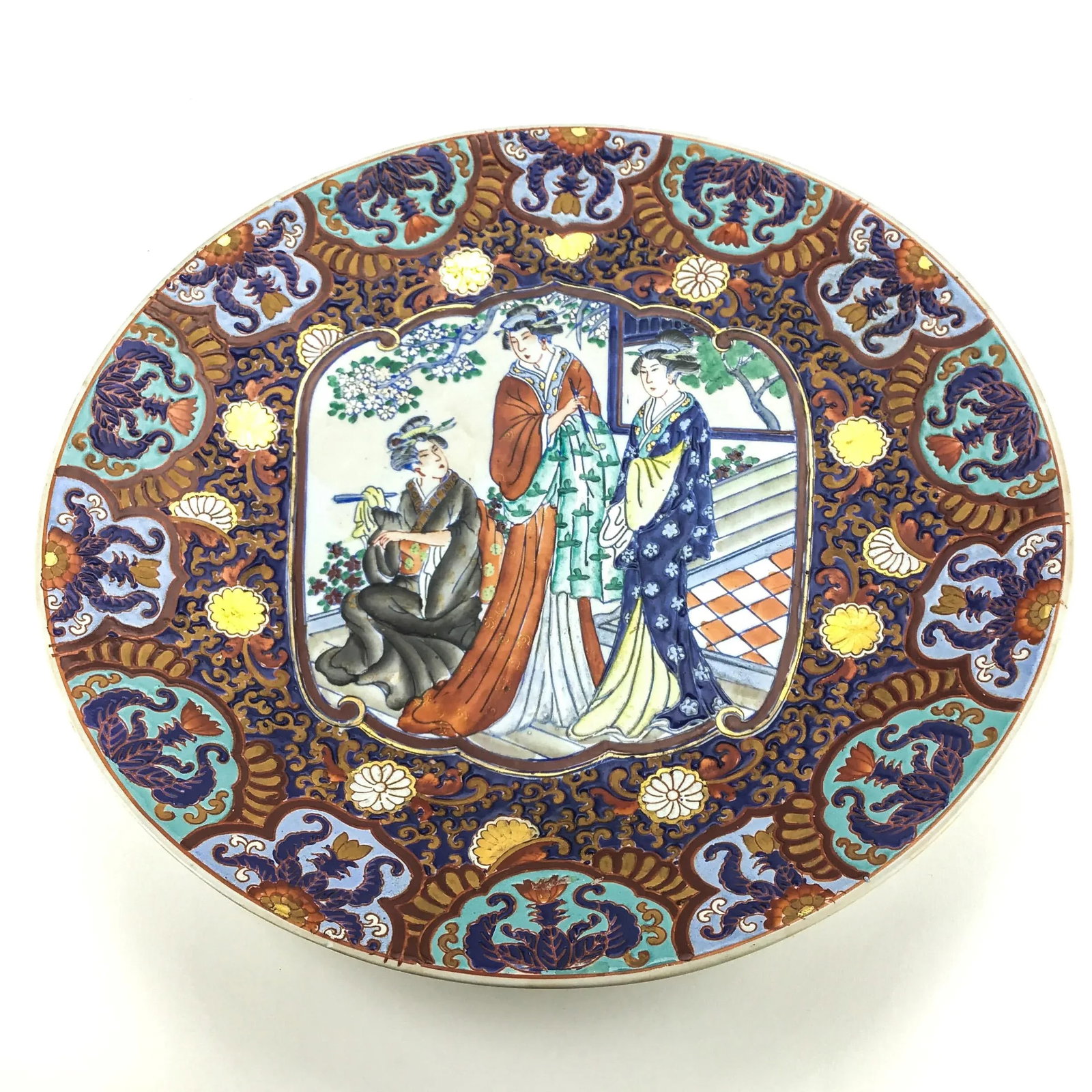 Chinese Famille Rose Mandarin Porcelain Charger - 4