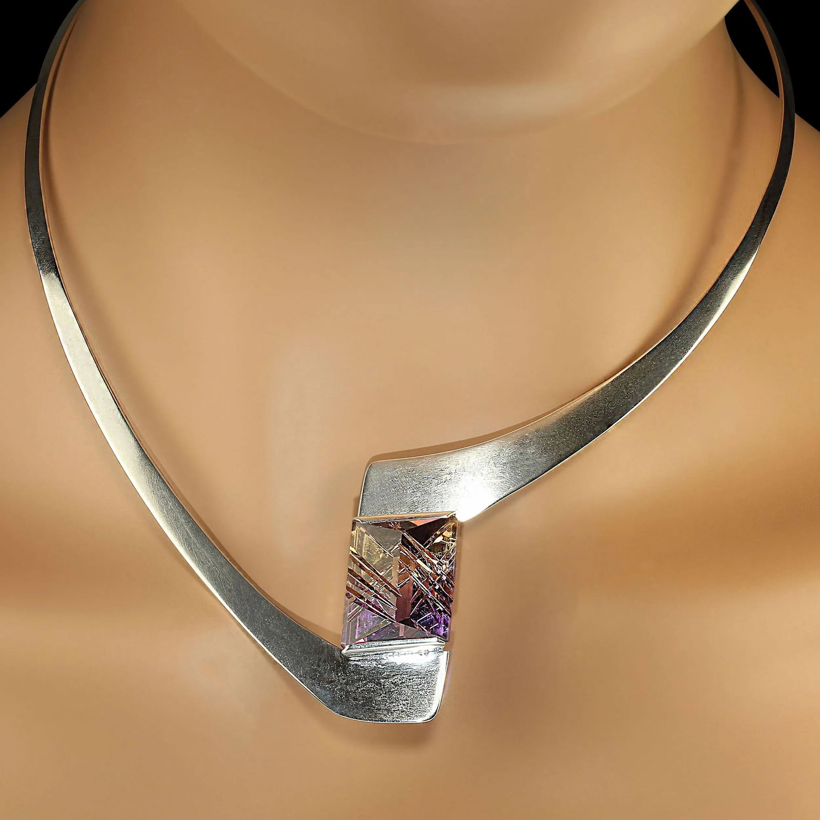 1980s One of a Kind Fantasy Cut Ametrine in Sterling Silver Collar - 6