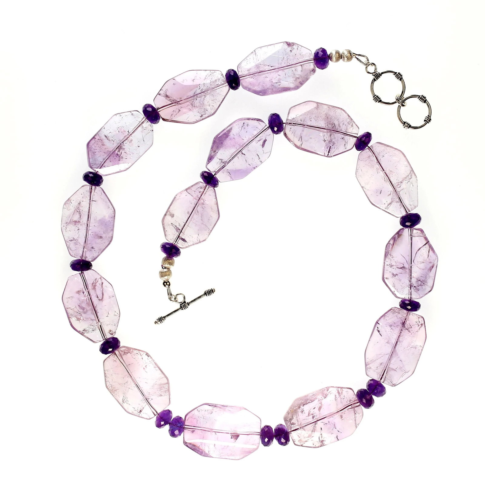 23 Inch Necklace of Rose of France Amethyst and Rich Darker Amethyst - 4