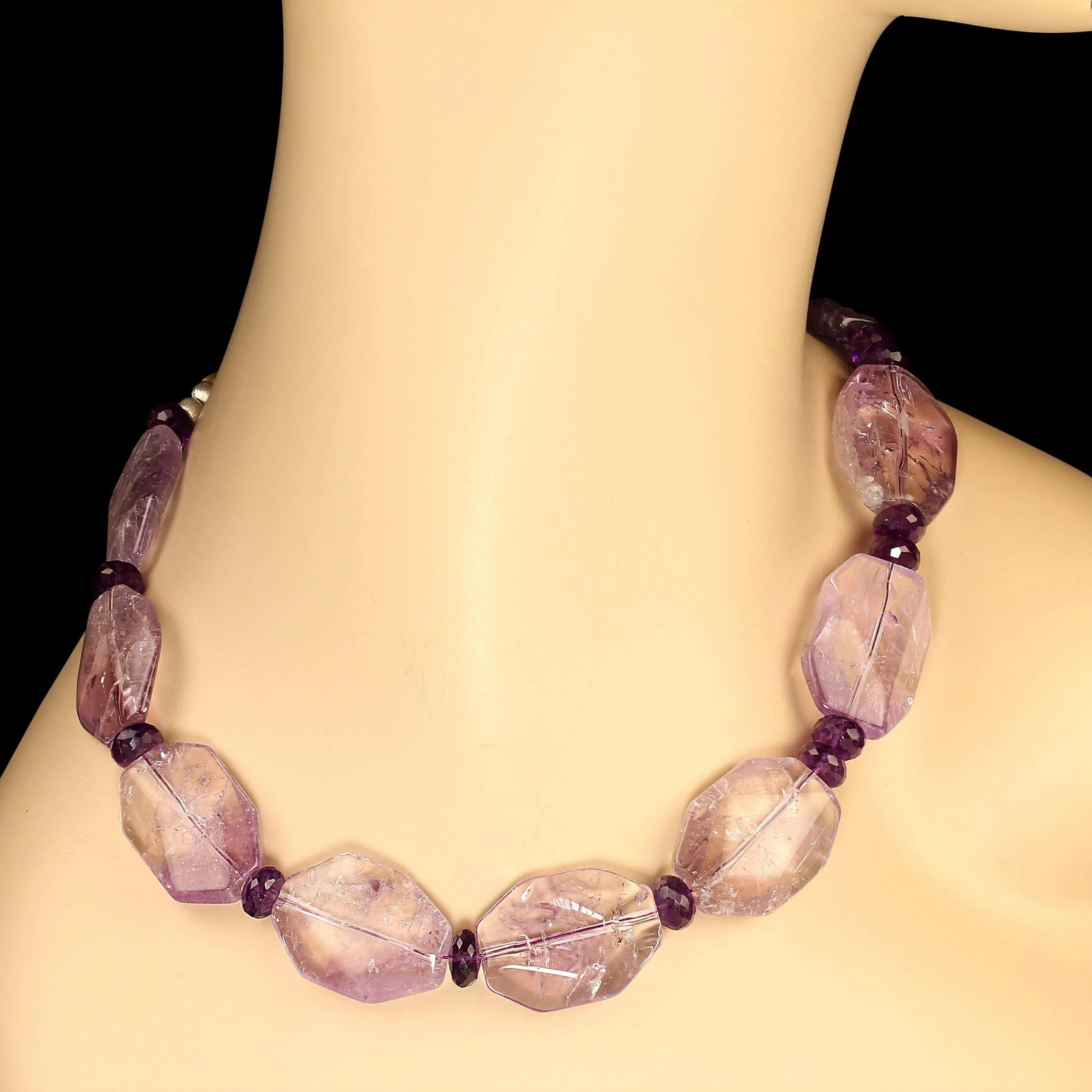 23 Inch Necklace of Rose of France Amethyst and Rich Darker Amethyst - 5