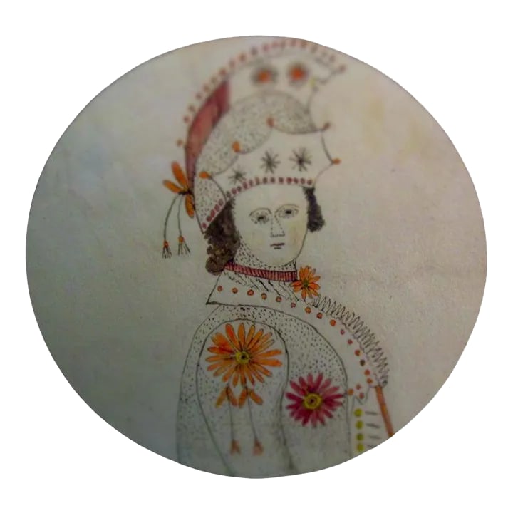 Early Folk Art American Two Sided Framed Military Drawing With Map: This unusual set of drawings in a double sided frame came out of an old New England Estate in a Beacon Hill, Boston home. From what we have gathered, they are hand-colored drawings of some sort of