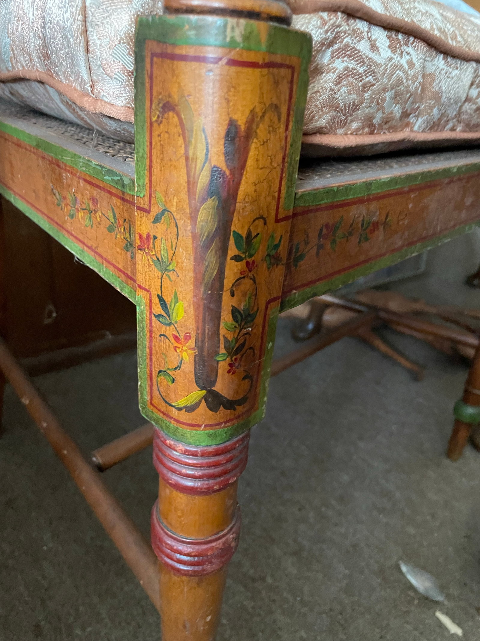 Edwardian Satinwood Painted Cane Seat Open Armchairs - a Pair - 9
