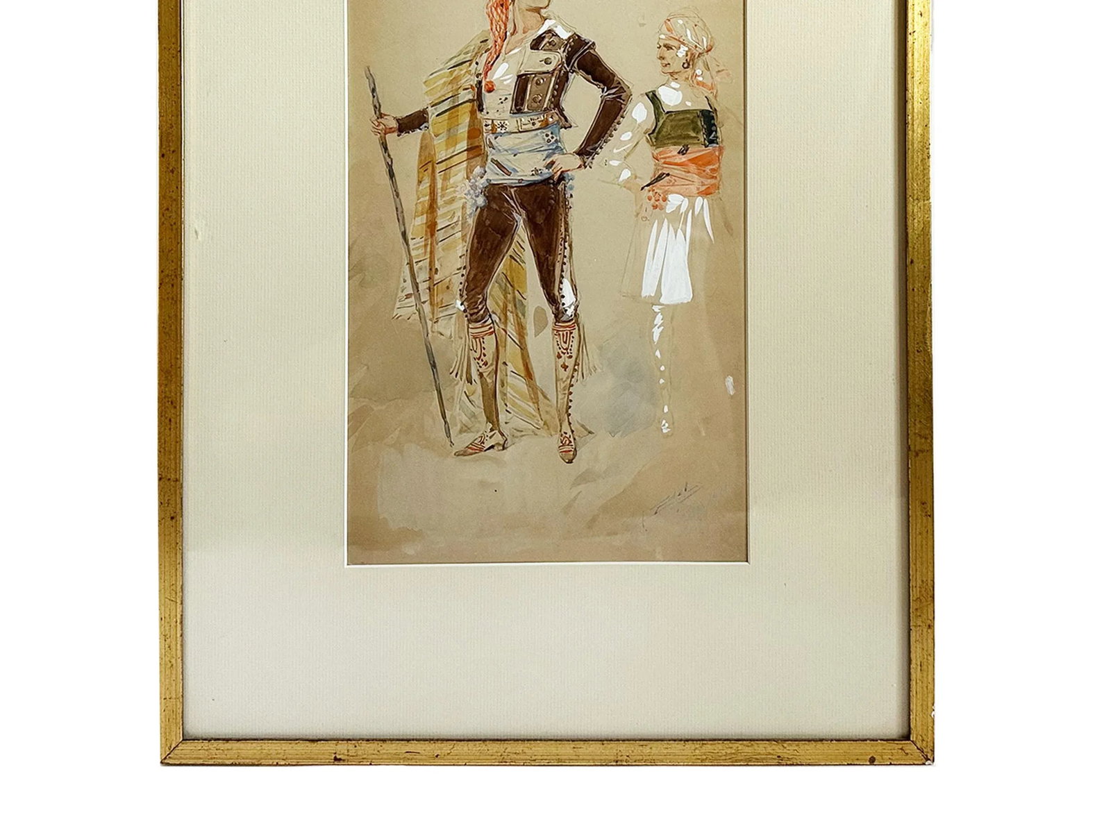 1908 "Torero" Antique Italian Bullfighter Costume Design Painting Watercolor on Paper by Alfredo Ede - 6