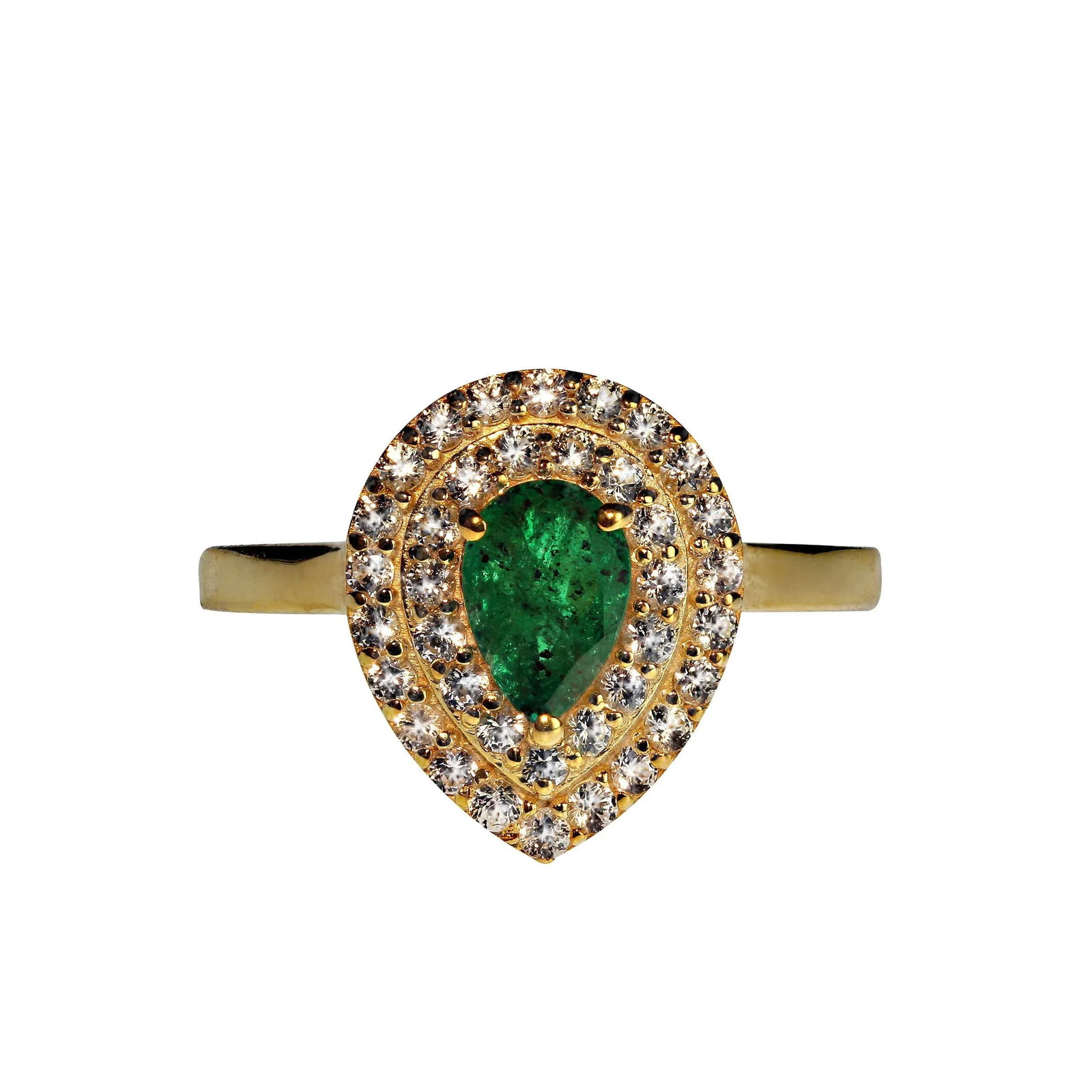 Emerald and White Sapphire Ring Size 8.25 - 5