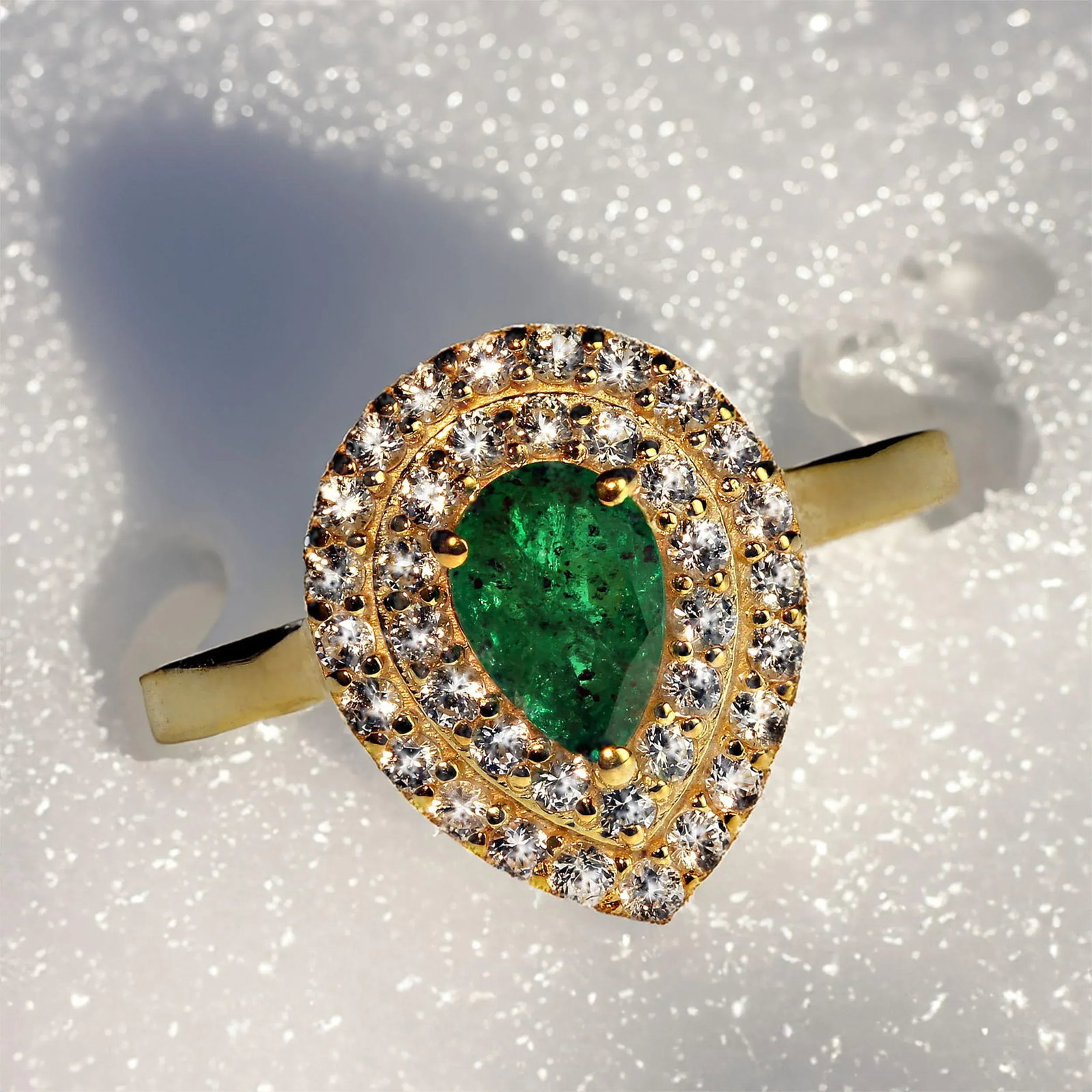 Emerald and White Sapphire Ring Size 8.25 - 7