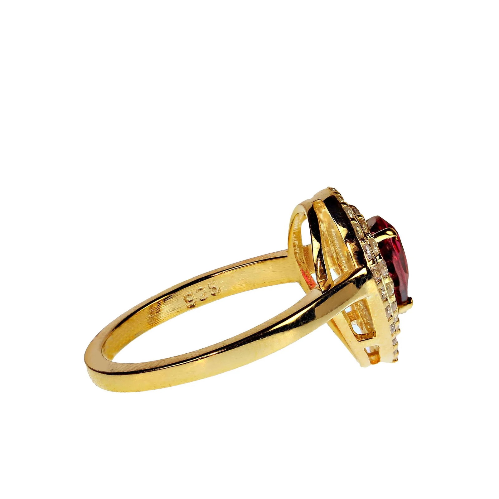 Rubelite and White Sapphire Dinner Ring Size 8.25 - 5