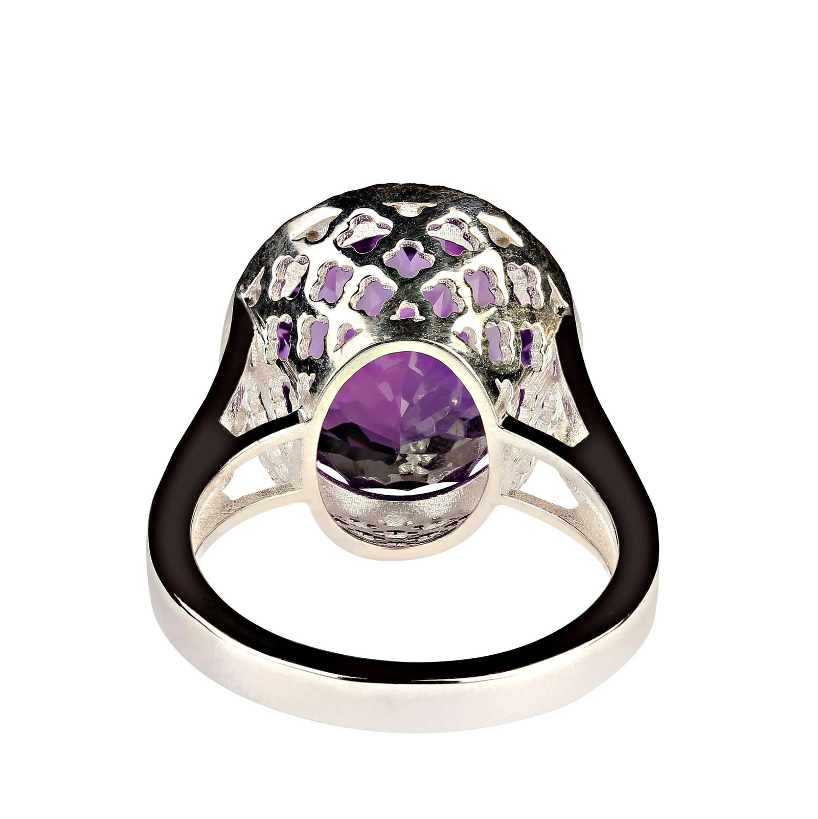 Cocktail Ring of Amethyst and Sparkling Zircons Size 8 - 3